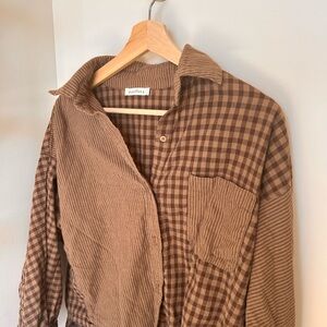 Neuflora Brown Plaid Button-Up Shirt